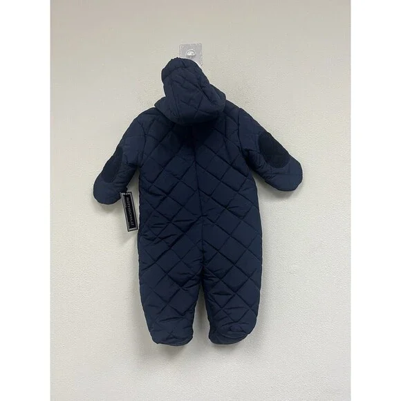 Infants Rothschild Navy Blue Quilted Fleece Lined Hooded Snow Suit Size 6/9M